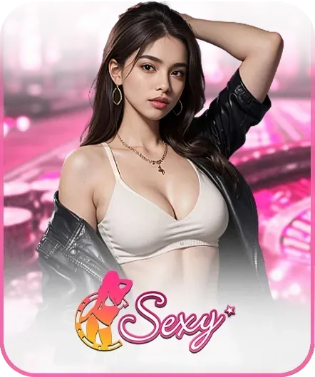 ภาพค่าย Sexy Gaming บน tunder24hr ตัวละครหญิงในธีมคาสิโนสีชมพู พร้อมโลโก้ Sexy เหมาะสำหรับใช้ประกอบหน้าแนะนำค่ายเกมและเนื้อหาเกมคาสิโนออนไลน์